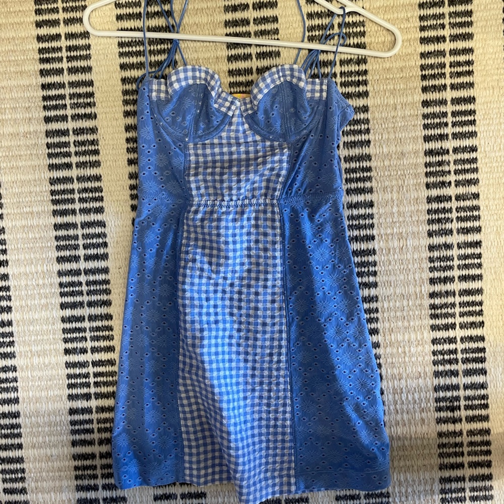 Urban outfitters gingham blue mini dress size XS